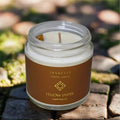 intention Candle with yellow Jasper stone for happiness