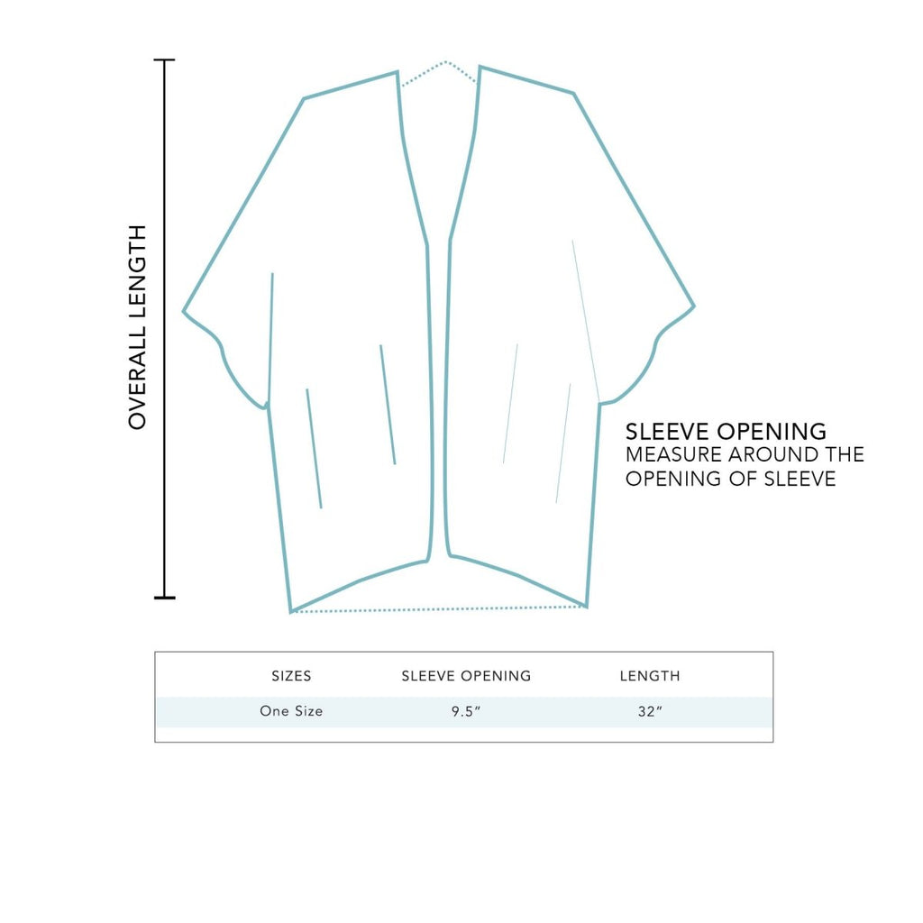 kimono size chart for lotus and Luna kimono cover up