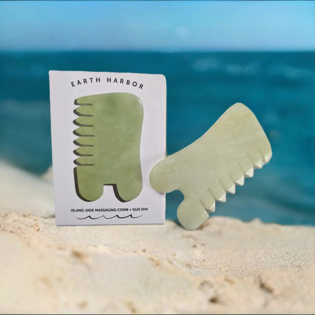 Real Jade Gua Sha Tool and Massage Comb by Earth Harbor