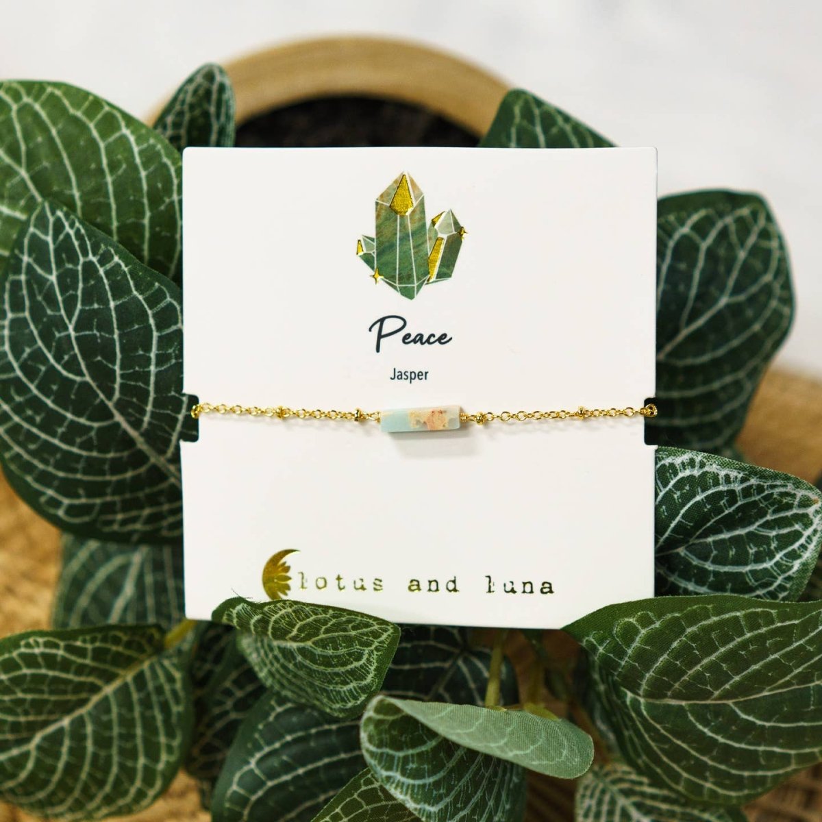 Jasper Bracelet with Raw Energy Stone by Lotus and Luna, 18k Yellow Gold Gemstone Bracelet at Elle and Willow
