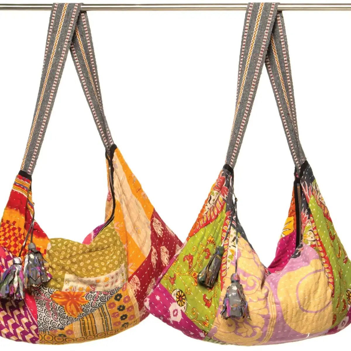 Sevya Handmade - Kantha Patchwork Hobo Crossbody Bag - Elle and Willow - Hobo Crossbody - artisanal textile handbag