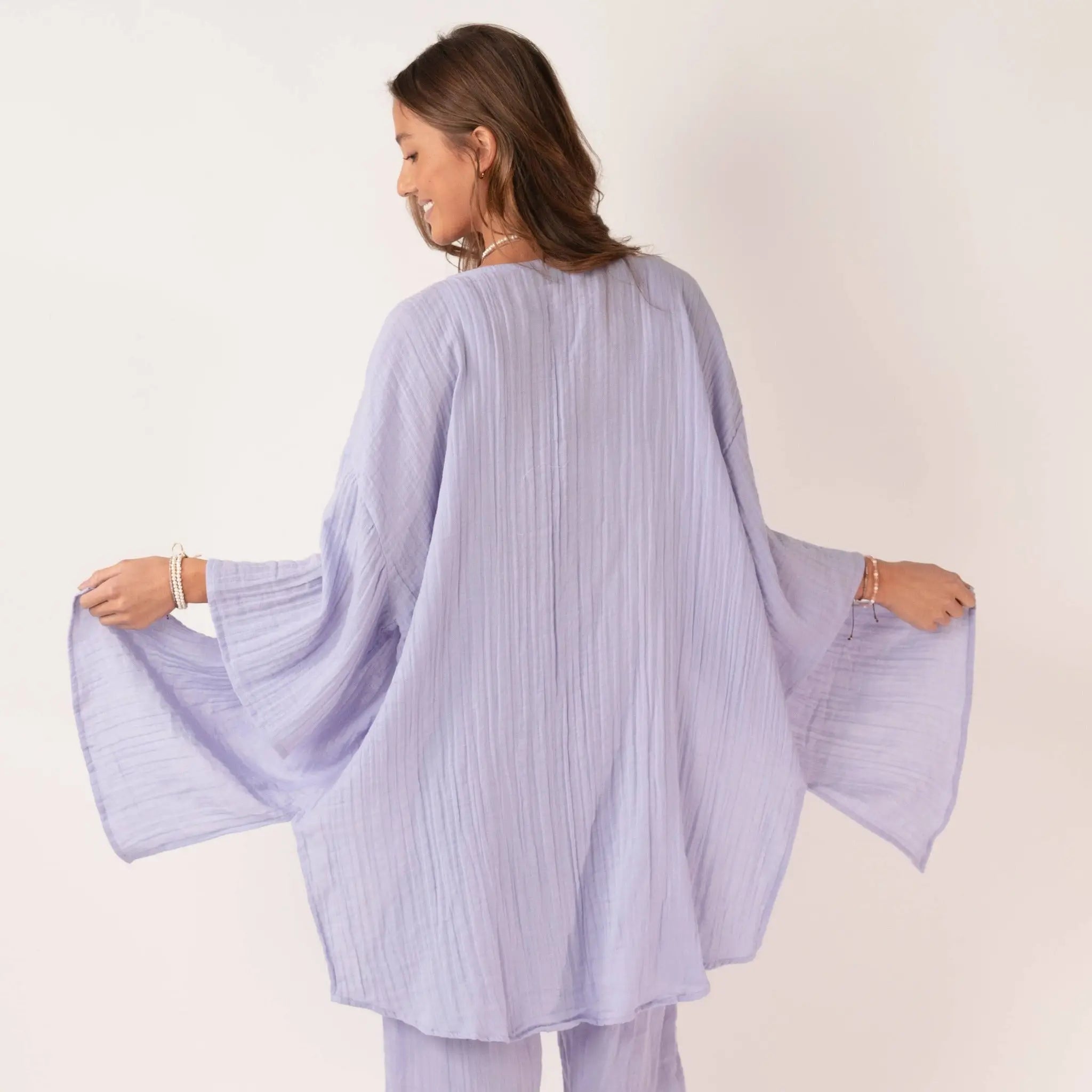 Lotus and Luna Ube Sorbet Kimono Cover-Up in Lavender - back view