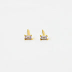 Elegant Lilac Purple CZ Gold Baguette Stud Earrings by JaxKelly - Lavender Statement Jewelry