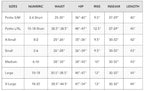 Lotus and Luna Pants size chart