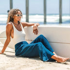 Lotus and Luna Deep Teal Cotton Wide Leg Beach Pants