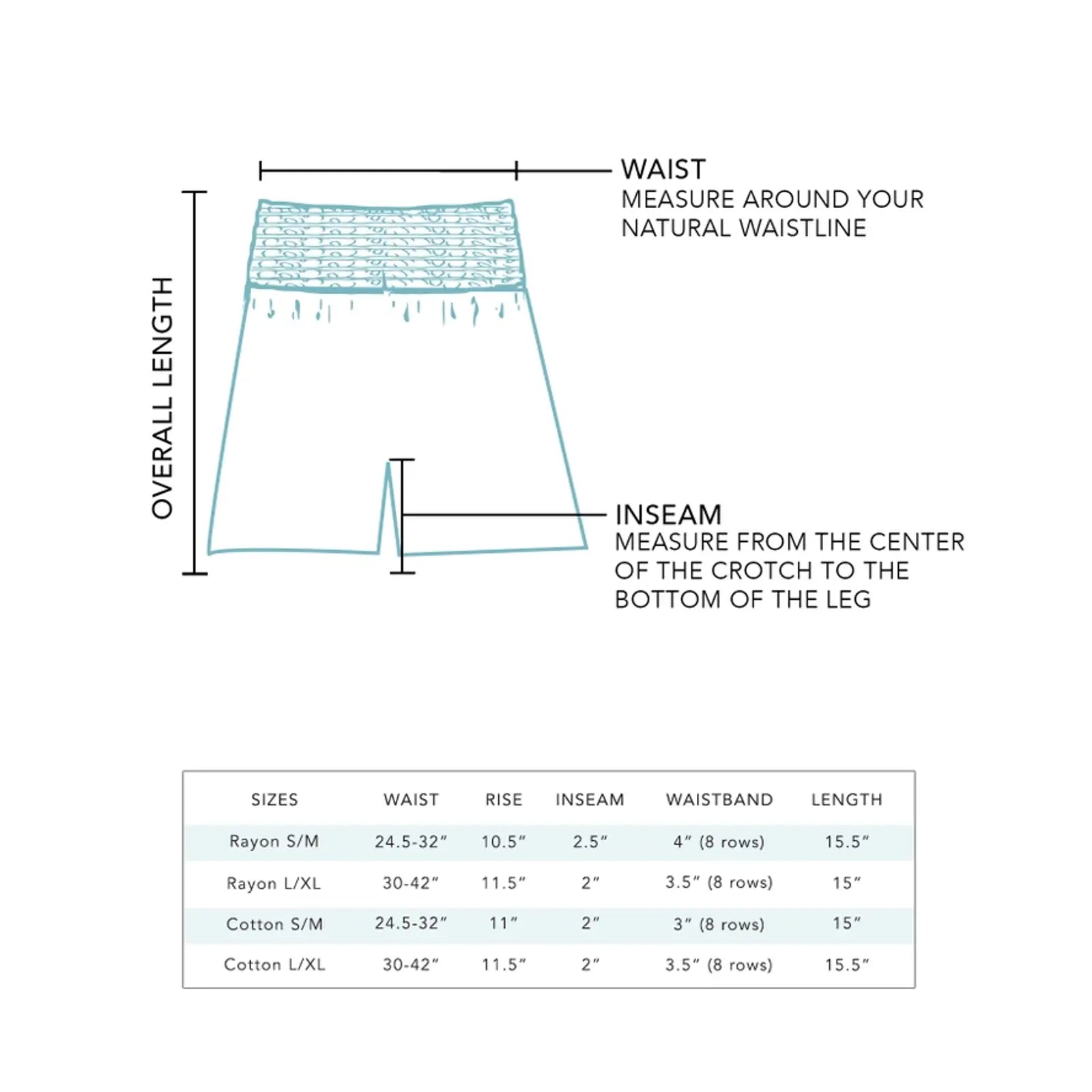 lotus and luna cotton lounge shorts size chart