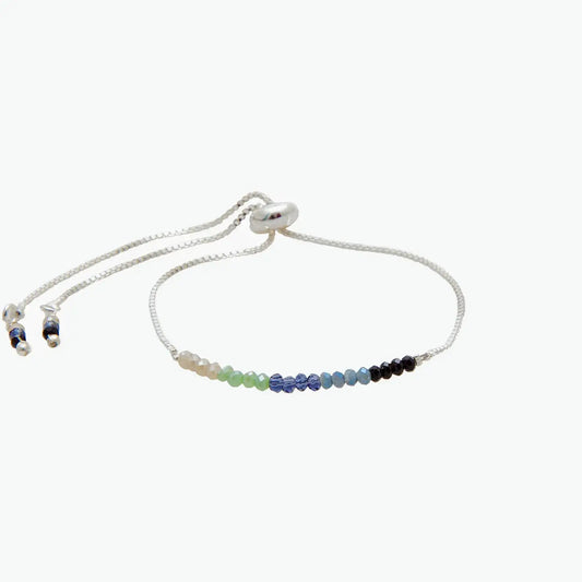 Lotus and Luna "Trust the Universe" Goddess Bracelet, silver adjustable Affirmation Bracelet with Crystals