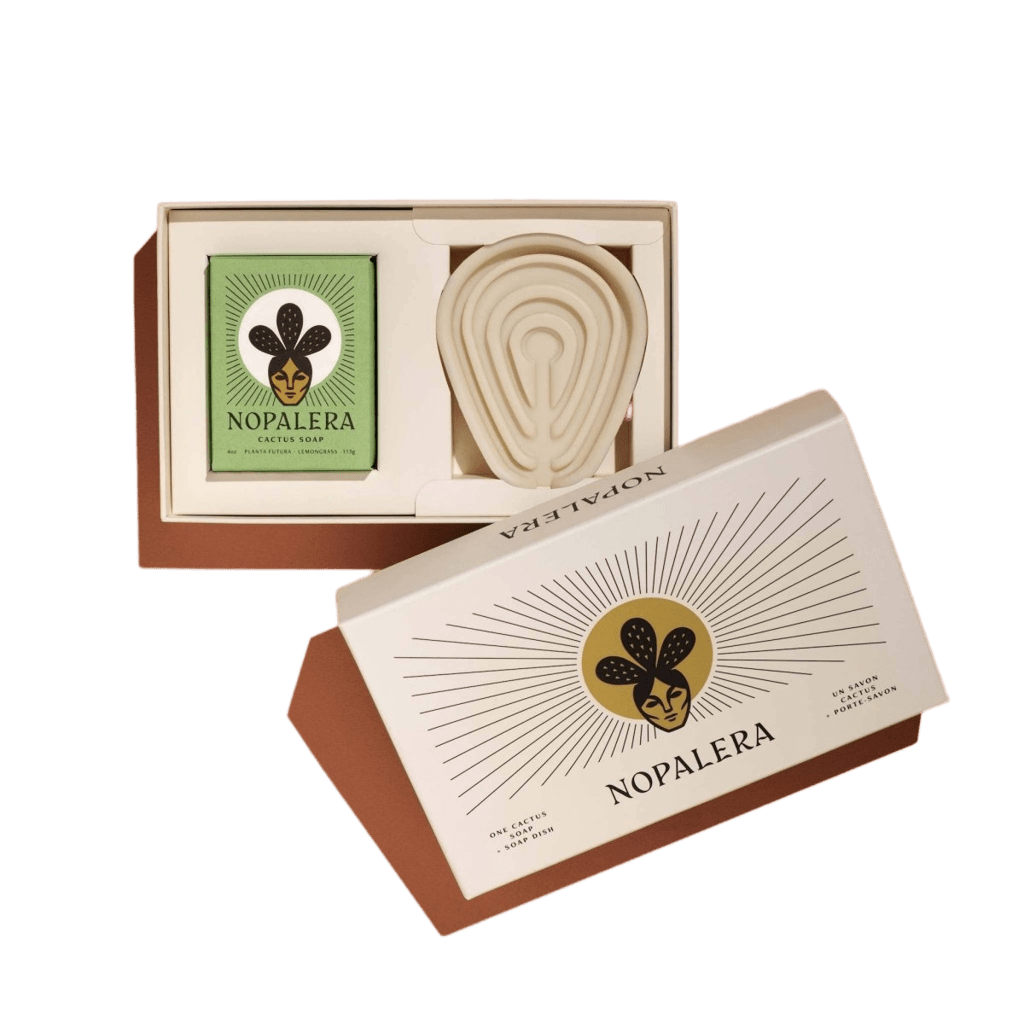 Lemongrass Soap with Cactus Leaf Shaped Soap Dish Gift Set, bath and body gift set by Nopalera at Elle and Willow