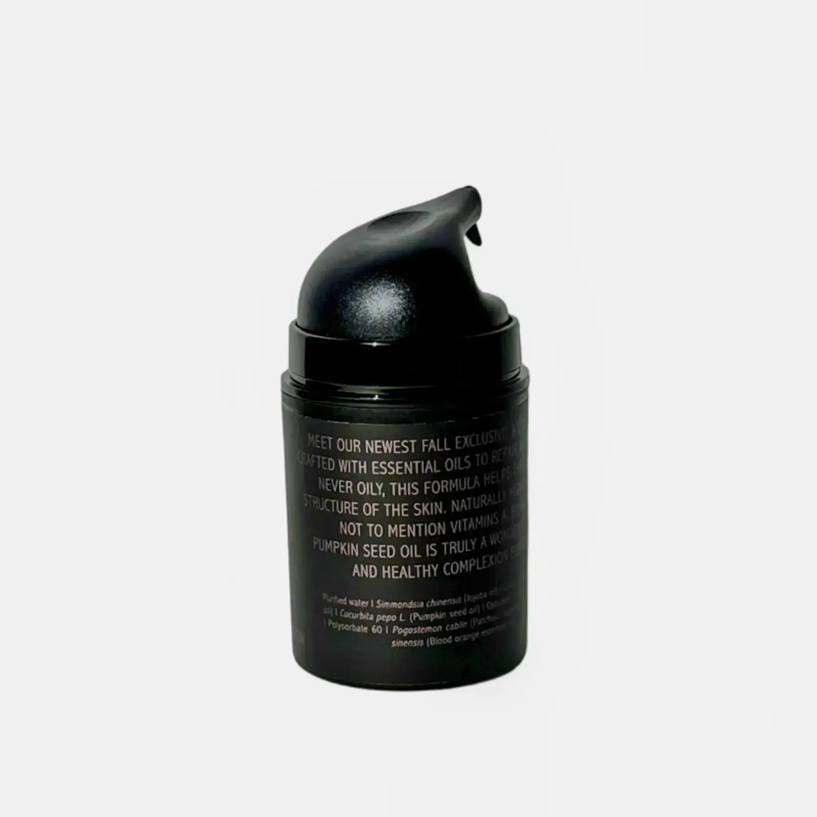 essential oil moisturizer natural ingredient list with omegas, blood organge and pumpkin seed.