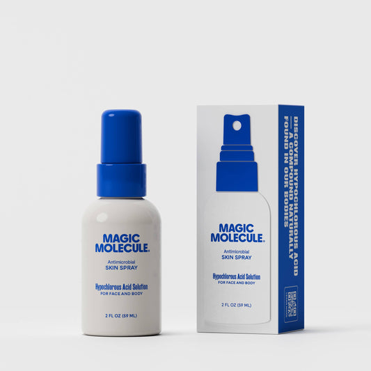Magic Molecule skin spray bottle and packaging on a white background