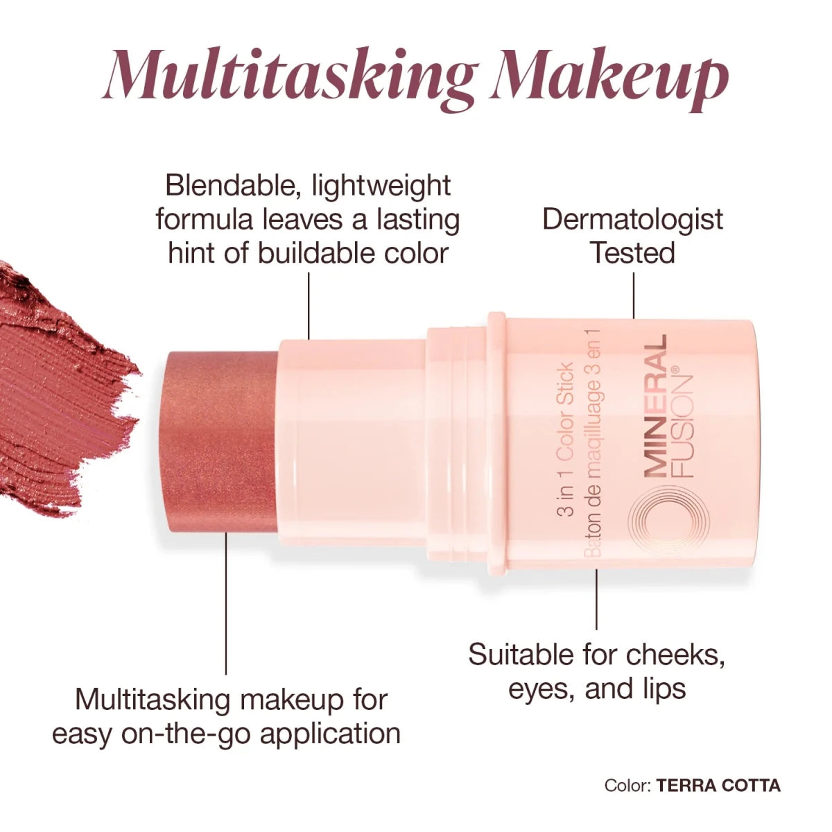 Multi-use Blush by Mineral Fusion - 3-in-1 makeup stick - Elle and Willow