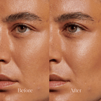 Minori Mother of Lashes Mascara,  black mascara before and after applied to eyelashes showing lash lengthening and definition
