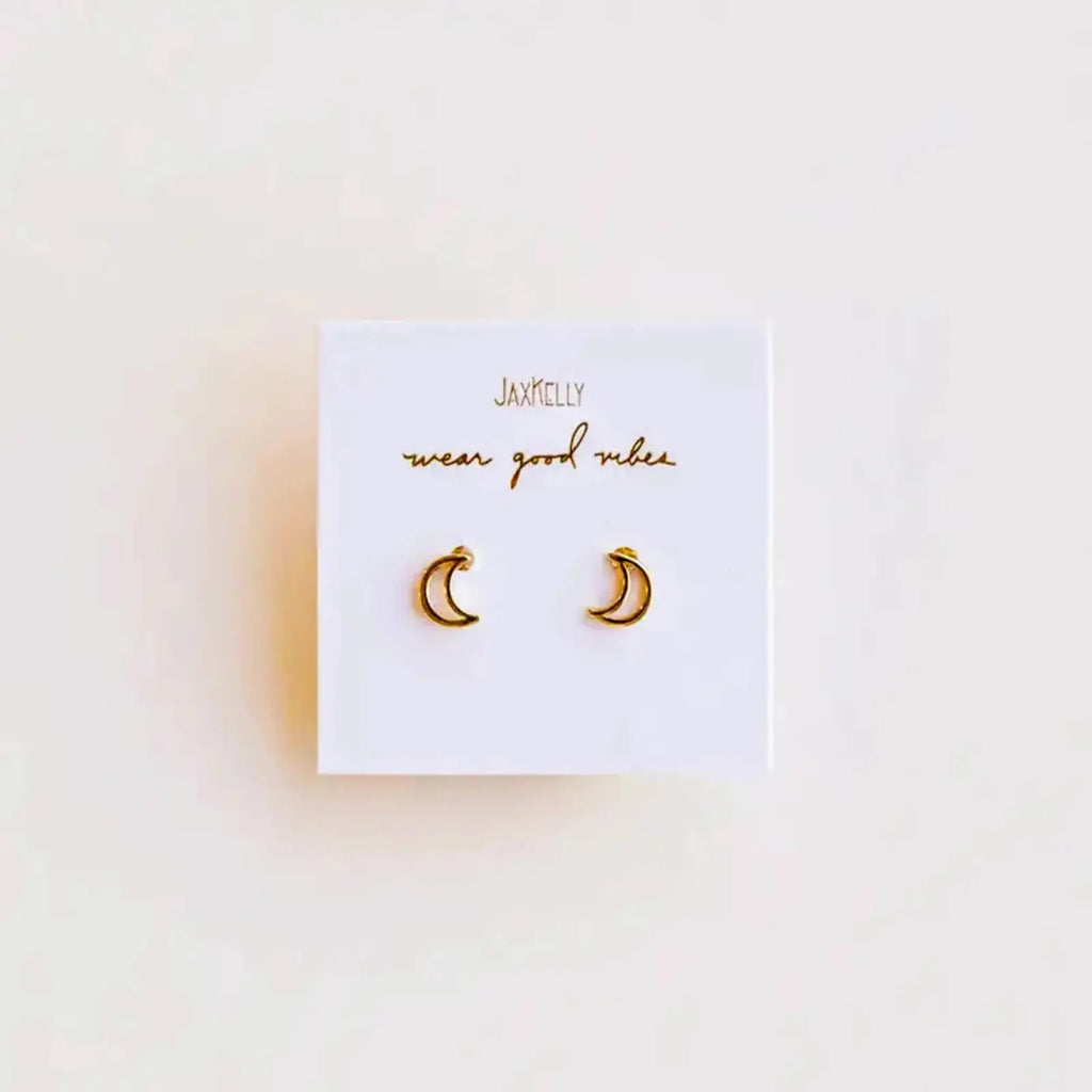 a pair of yellow gold moon shaped earrings