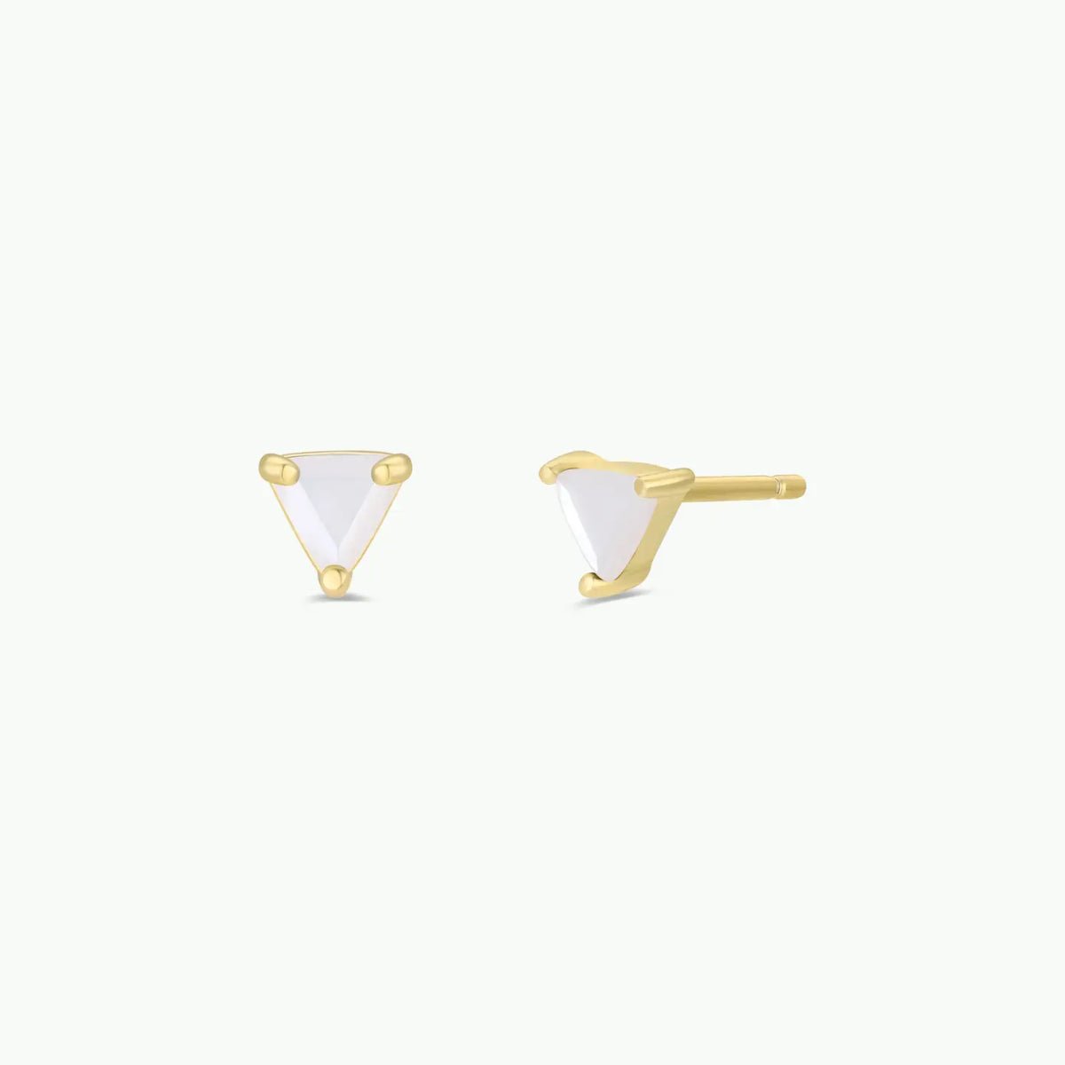 White Mother of Pearl Yellow Gold Stud Earrings