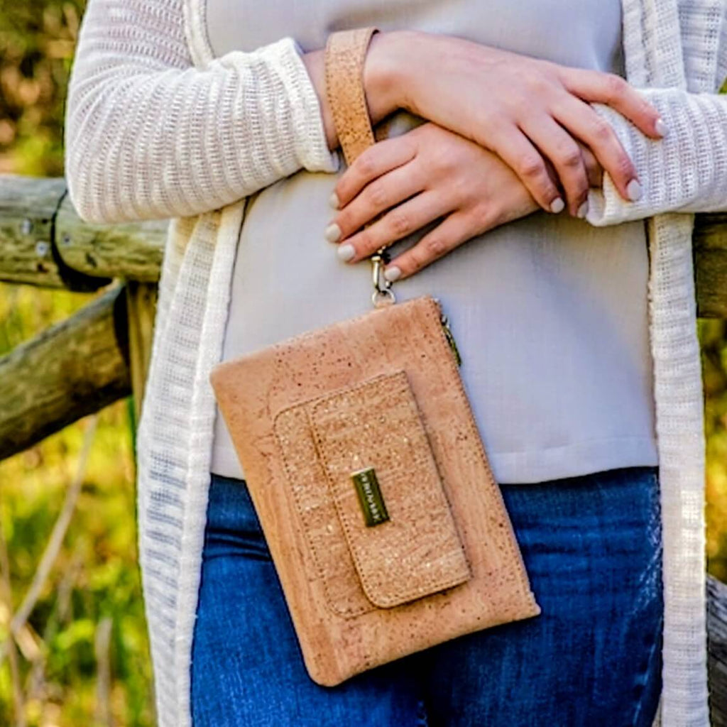 Bent&Bree - Navy Blue Cork Clutch Wristlet - Clutch Wristlet - bag - Elle and Willow