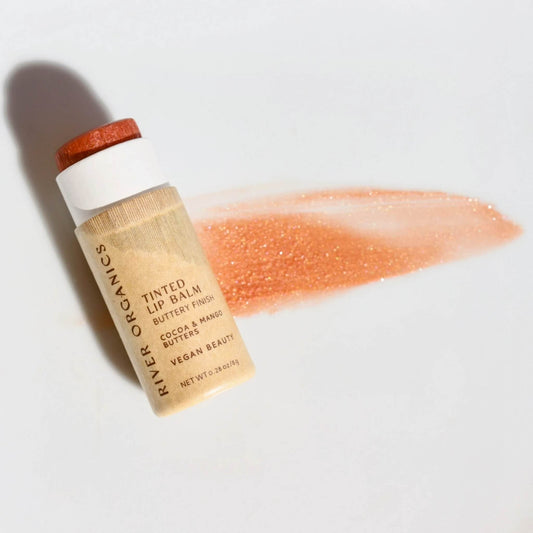organic nude vegan lip balm in a plastic-free paper tube from river organics cosmetics