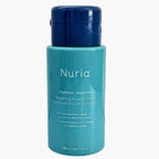 Nuria hydrating micellar water bottle with blue cap on a white background