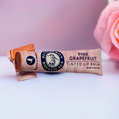 Pink Grapefruit Organic Tinted Lip Balm in zero waste paper tube - Blue Heron Botanicals