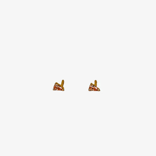 Pear Shaped Yellow Gold and Champagne CZ Stud Teardrop Earrings by JaxKelly Jewlery