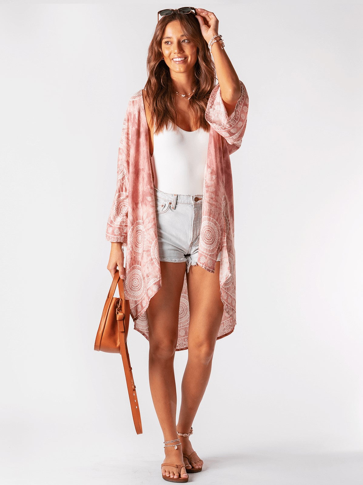 Pink Guava Mandala Boho Floral Cover Up by Lotus and Luna