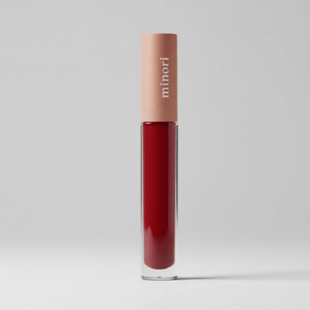 Minori Poppy Red Lip Gloss by Minori Beauty sheer red gloss for lips, colorbold red lip makeup at Elle and Willow