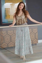 Pull-on maxi skirt with elastic waistband - versatile bohemian style - Nature-Inspired Design in Sage Green Cotton