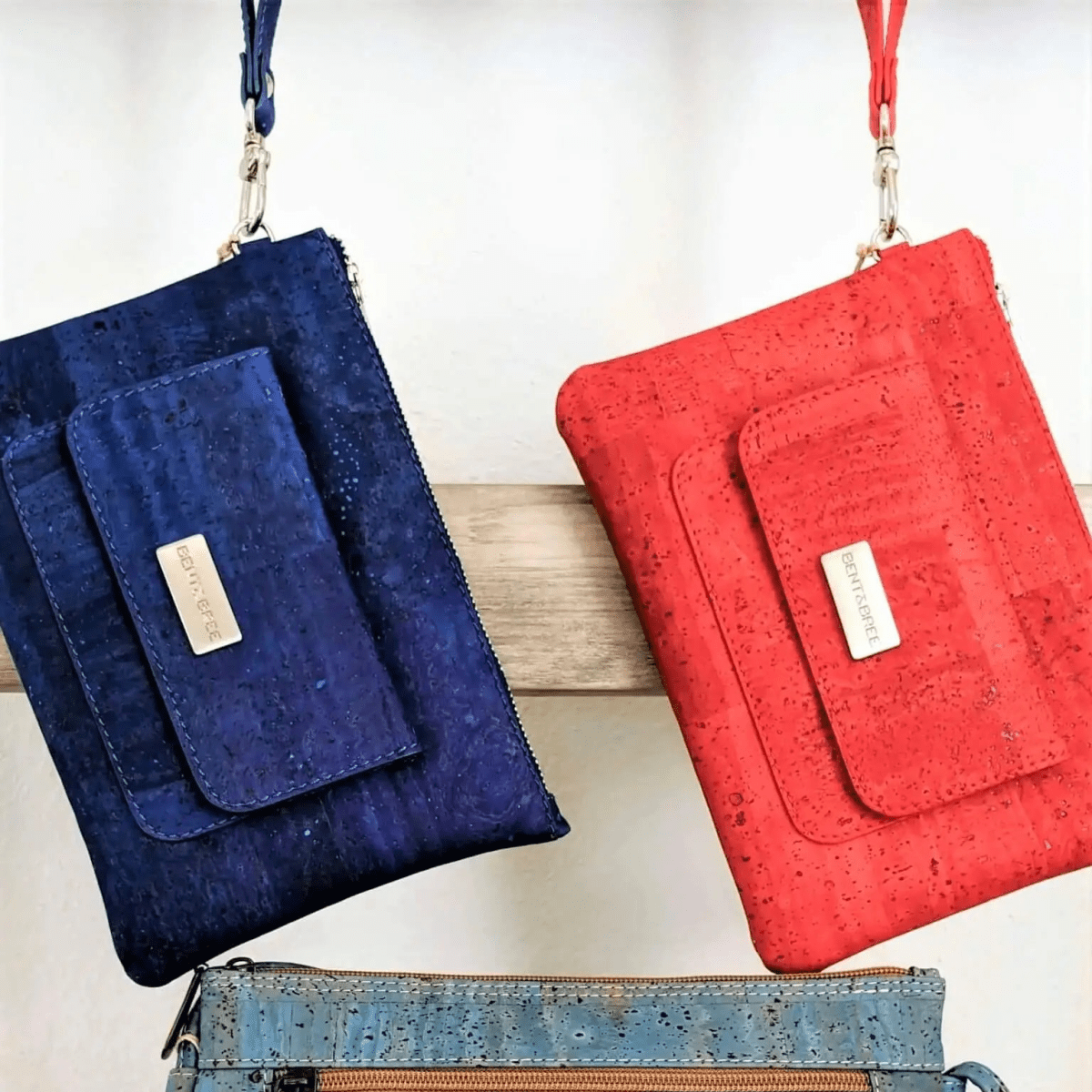 Red Cork Clutch - Lightweight Eco - Friendly Vegan Wristlet Clutch Handbag by Bent&Bree