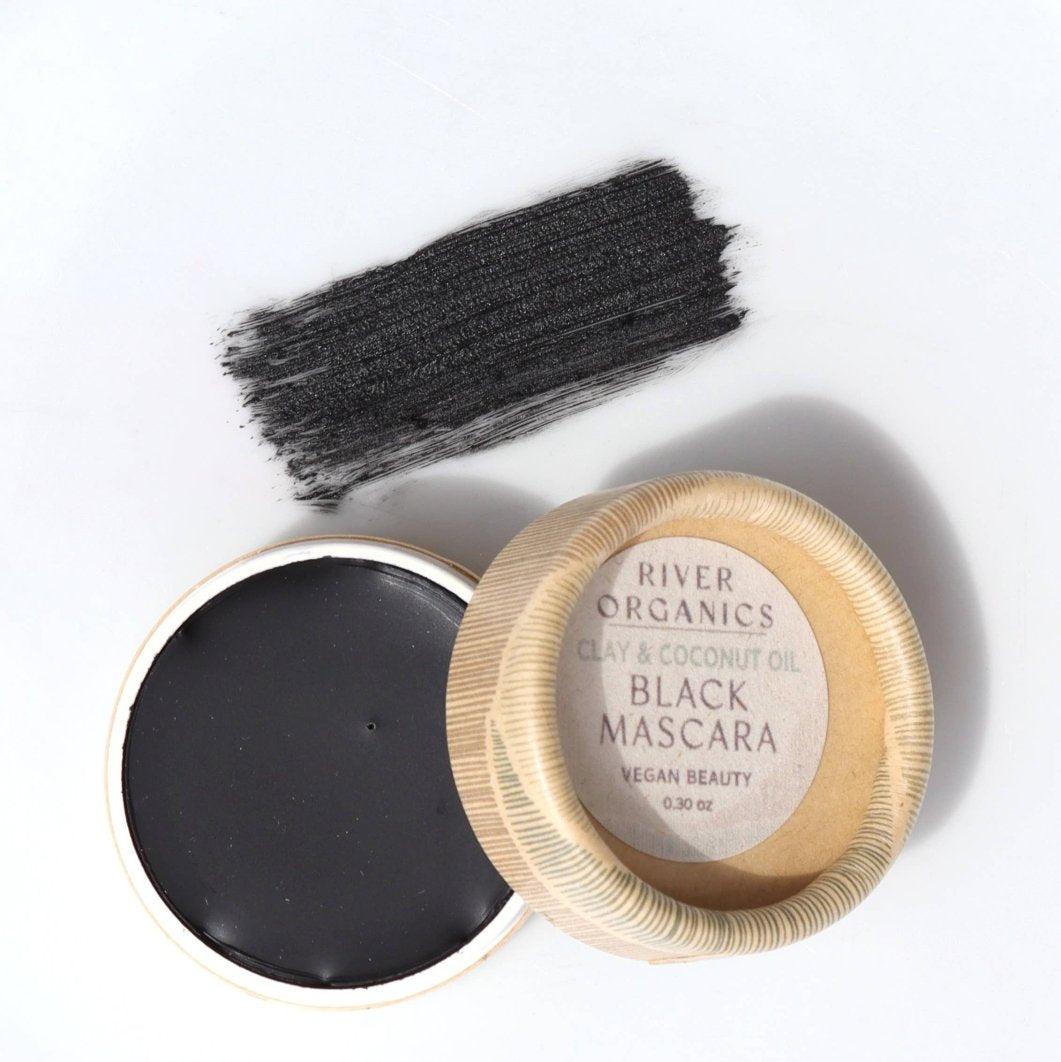 Black Cake in Eco-friendly paper pot, Clean Mascara by River Organics - Clean Beauty - Elle and Willow