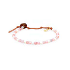 Strawberry Quartz Bead Bracelet with Rose Quartz and white Mother-of-Pearl energy gemstones, round pink and white stones.