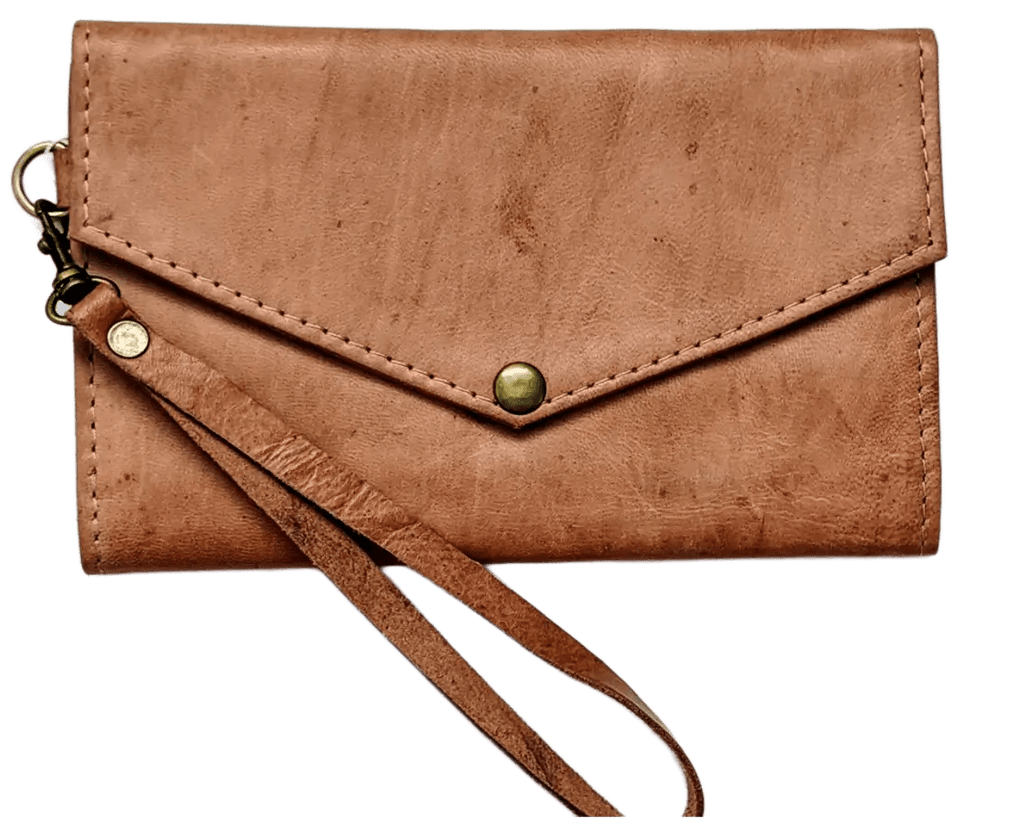 OPTIMIZE_BACKUP_PRODUCT_leather wristlet wallet with snap front closure in brown color
