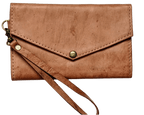 Moroccan Artisan Handcrafted Genuine Leather Wristlet Wallet, brown clutch compact leather wallet at Elle and Willow