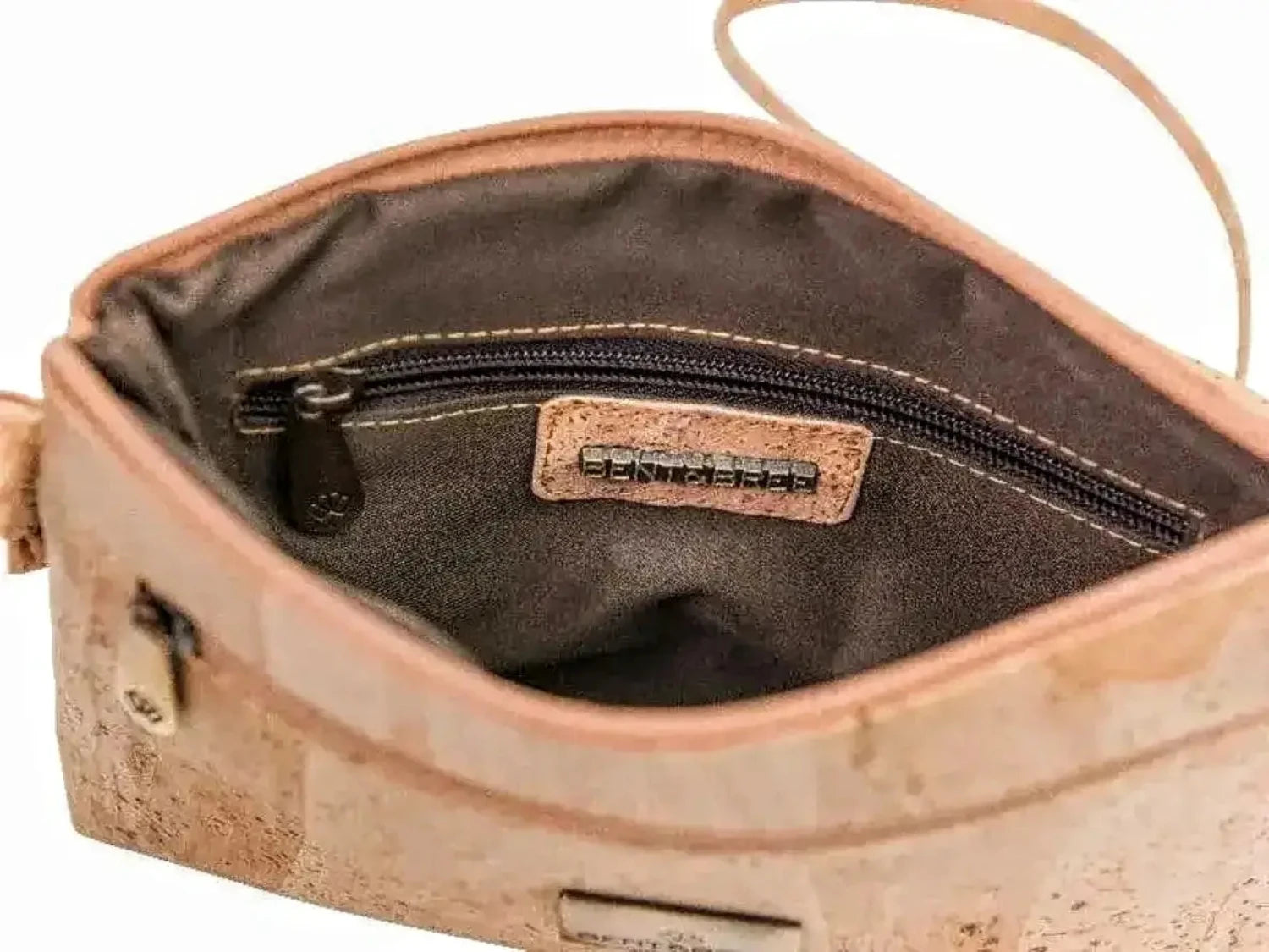 Bent&Bree Iris Cork Crossbody in Natural Cork - Vegan Crossbody bag with Fully Lined Interior and Zip Pocket