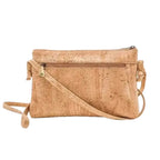 Bent&Bree Iris Crossbody in Natural Cork with Zippered Closure Back Exterior Pocket, minimalist accessory trends