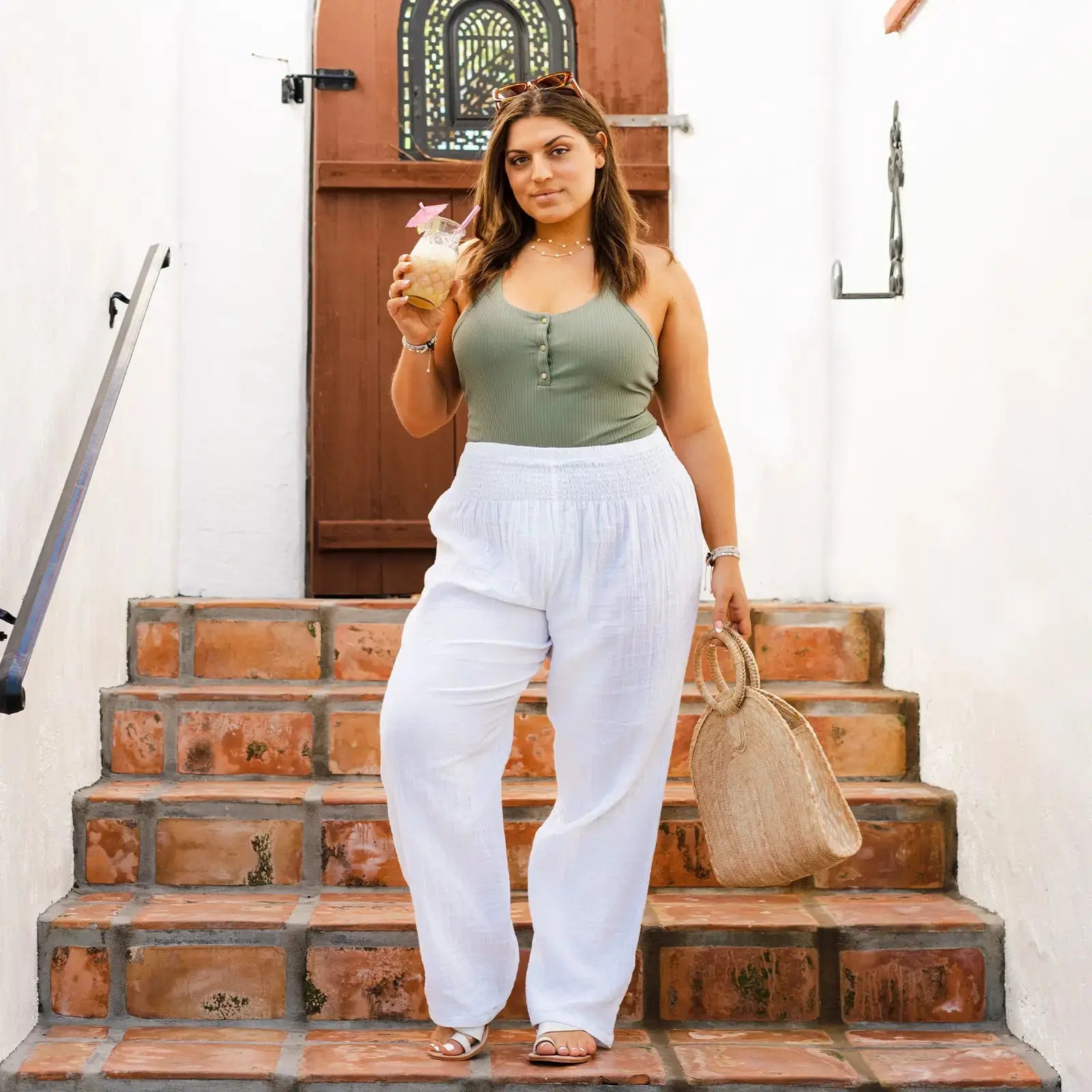 Plus size cotton 2025 wide leg pants