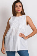 Sevya women's sleeveless tunic tank in white