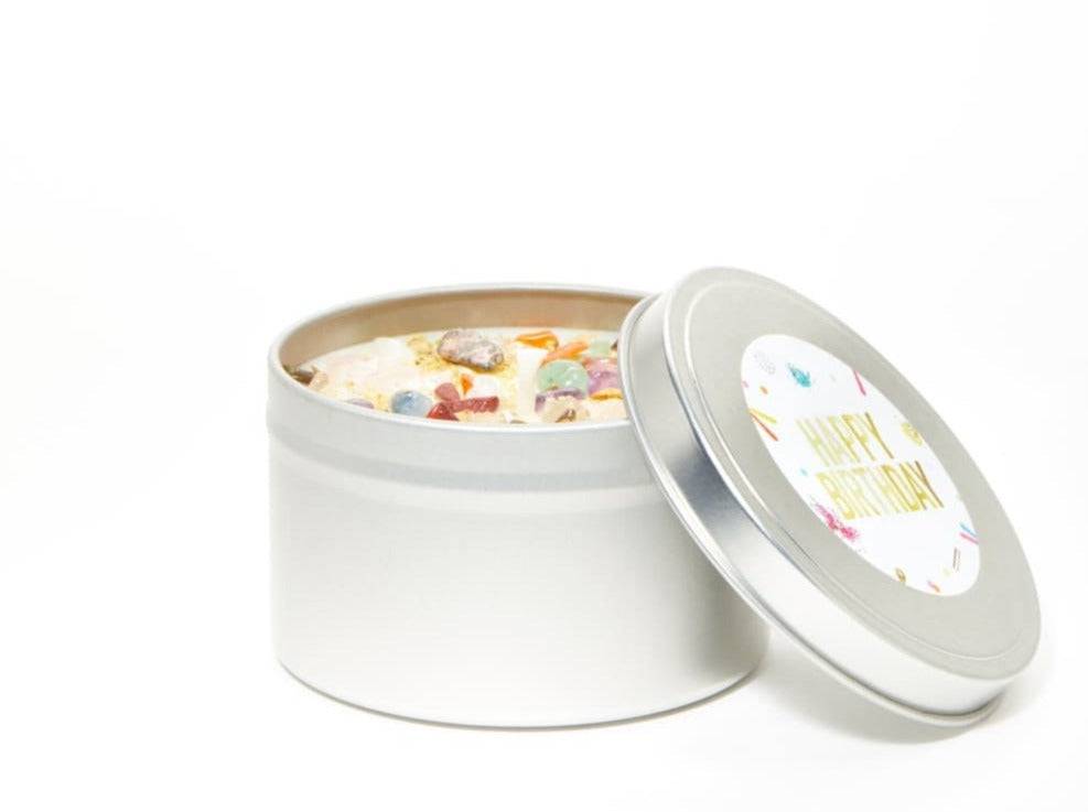 New Moon Beginnings - Happy Birthday Candle with Gemstones