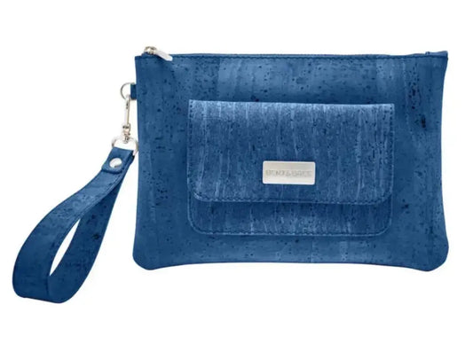 Bent&Bree Leia Cork Clutch and Wristlet Wallet in Navy Blue