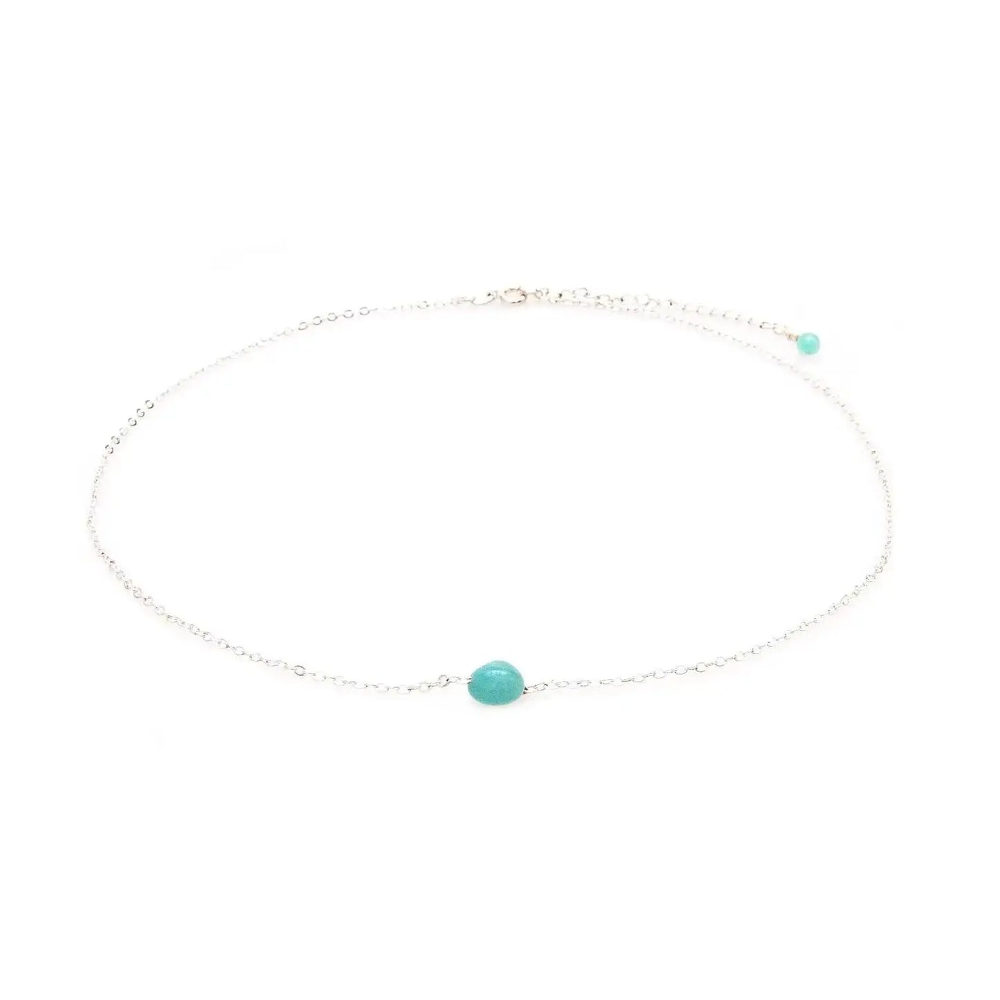 Boho Amazonite Necklace | Blue-Green Amazonite Stone on Silver Chain | Lotus & Luna