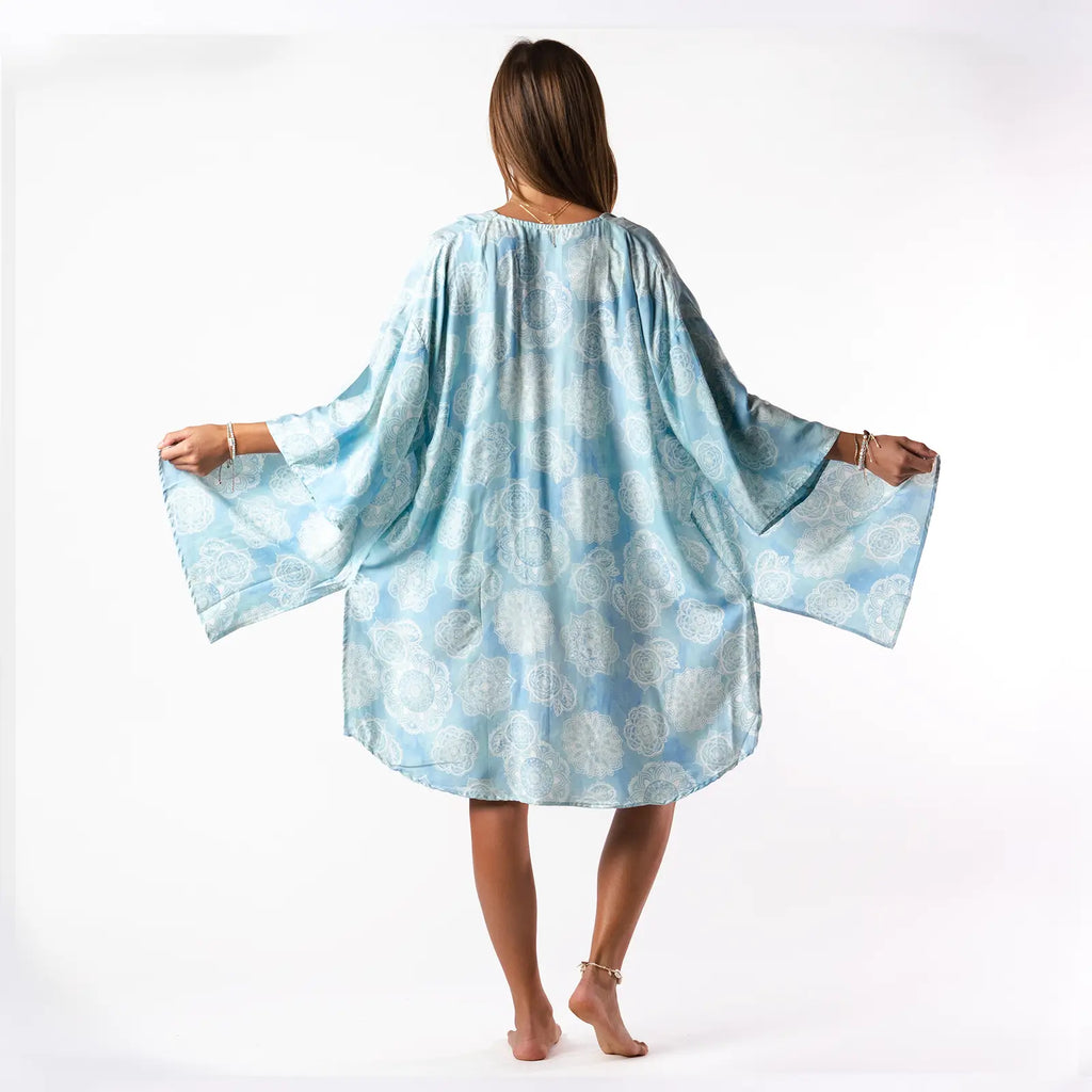 Blue Boho Kimono Cardigan | Lotus & Luna