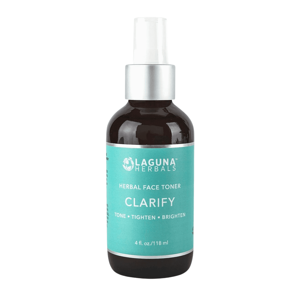 laguna herbals clarify herbal organic face toner with apple cider vinegar for Sensitive Skin in a glass spray pump bottle