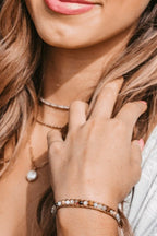 Jade Bracelet and Jasper Semi Precious Good Energy Stone Bracelet on a woman's wrist by Lotus and Luna