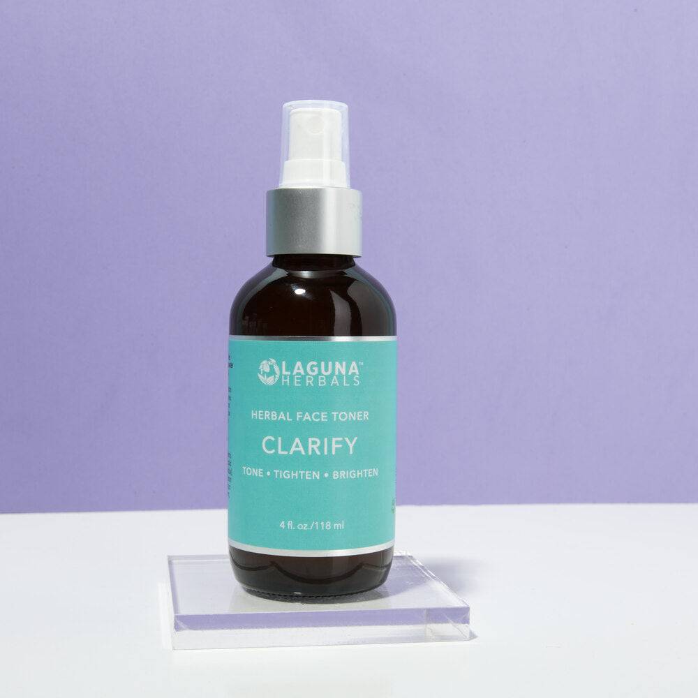 Laguna Herbals Clarify Herbal Organic Face Toner in a Glass Spray Bottle