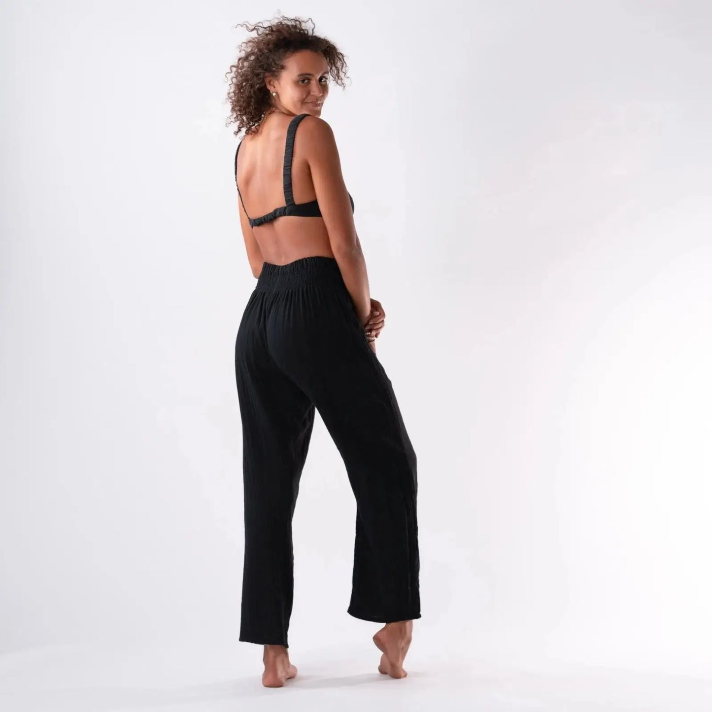 Lotus and Luna Breezy Lightweight Black Cotton Beach and Lounge Pants –  Elle and Willow