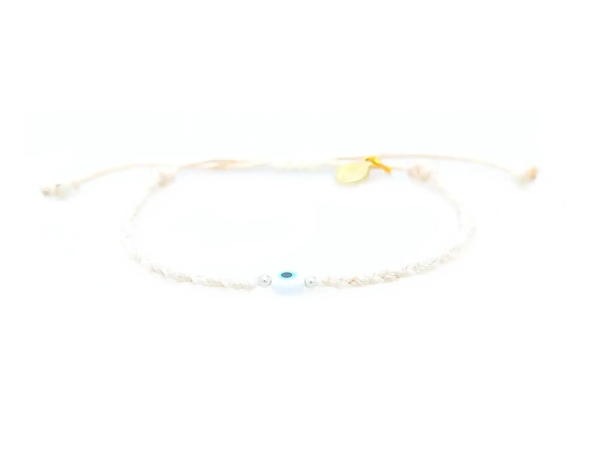White Evil Eye Bracelet with Pearl Accents