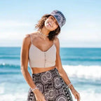 Reversible Paisley Sun Hat in Black and Khaki Bucket Hat by Lotus-and-Luna