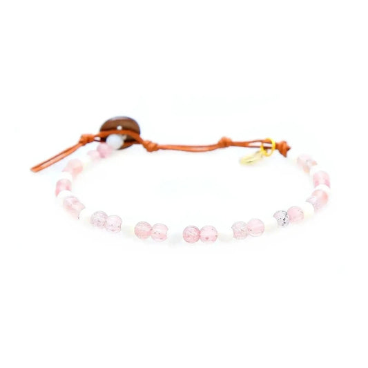 Real Healing Stone Bracelet with Rose Quartz and Strawberry Quartz 