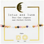 Lotus and Luna Peace Love and Happiness Bracelet, healing stone bracelet with gemstone beads.