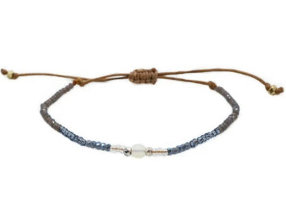 Lotus and Luna Blue Moonstone gemstone and Crystal Intention Bracelet