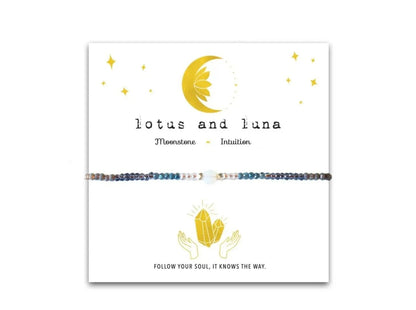 Moonstone Bracelet | Lotus & Luna | Moonstone & Crystal Stone Goddess Intention Bracelet