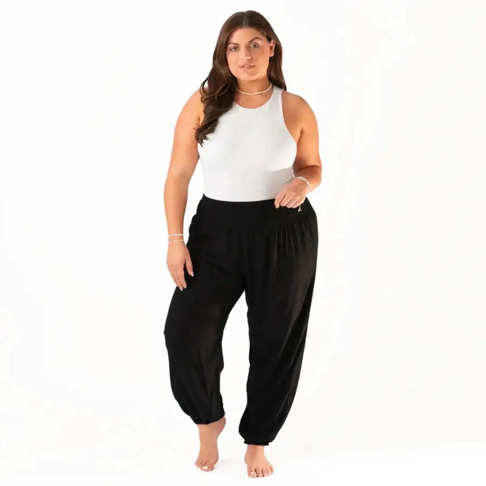 Lotus and Luna Black Harem Lounge Pants in Size L/XL
